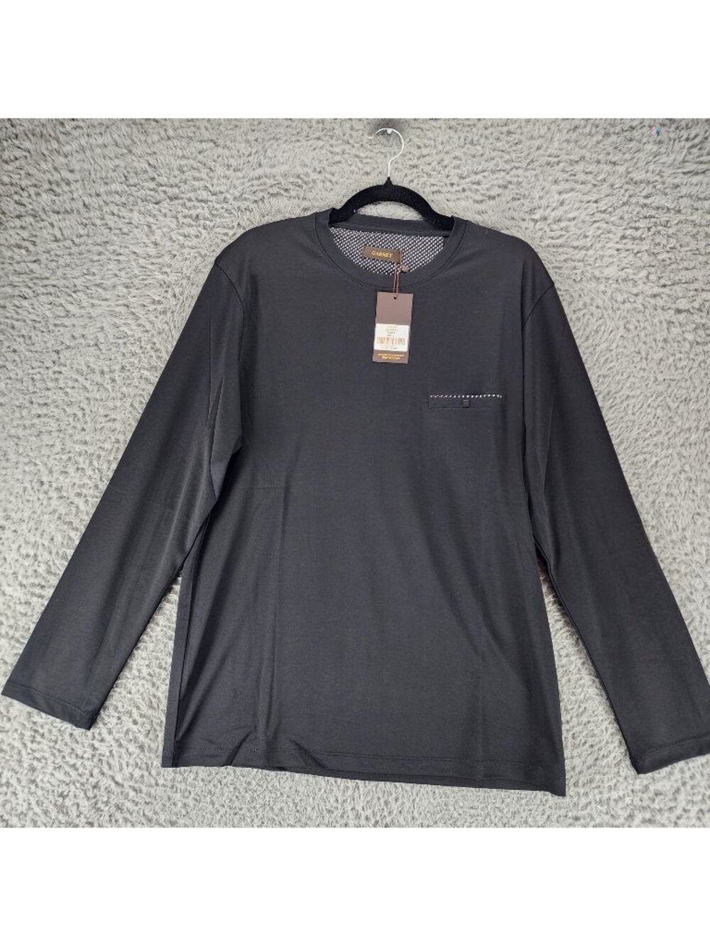 Garnet Shirt Mens Large Black Long Sleeve Pullover Jersey Knit Tee *NWT*